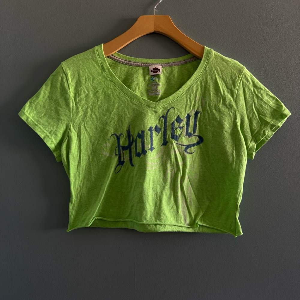 Harley Davidson Chartreuse Crop Top